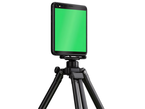 a black cell phone on a tripod