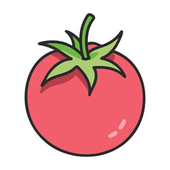 Fresh Red Tomato With Green Leaves and Glossy Finish