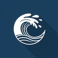 Sea wave icon in blue and white colors, marine icons