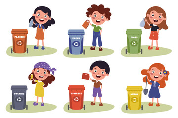 Children engaging in recycling activities to promote environmental awareness