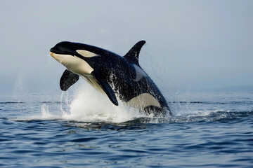 Fototapeta premium Fantastically beautiful majestic huge whale in deep ocean