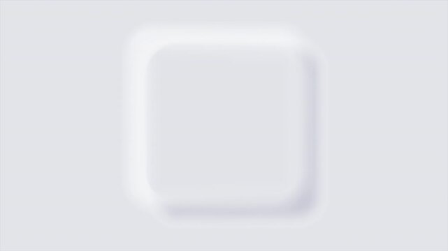 Animation of Soft White square neumorphism button, Minimalist neumorphism podium or stage reveals from top view for placing a product or the object.