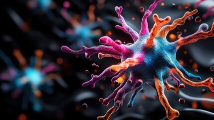 Obraz premium Vibrant Neon Neural Pathways Illustration