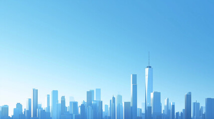 Fototapeta premium Modern City Skyline with CBD Office Buildings - Drone View and Clear Blue Sky