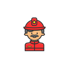 Firefighter icon on white background. Cartoon icon profession concept.
