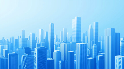 Naklejka premium Modern City Skyline with CBD Office Buildings - Drone View and Clear Blue Sky