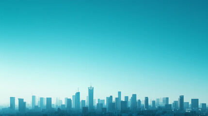 Fototapeta premium Modern City Skyline with CBD Office Buildings - Drone View and Clear Blue Sky