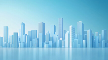 Naklejka premium Modern City Skyline with CBD Office Buildings - Drone View and Clear Blue Sky