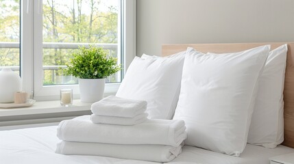 Enhance your sleep with a serene bedroom featuring soft white linens natural light and lavender for relaxation. Perfect for health-conscious buyers or decor inspiration for modern lifestyles