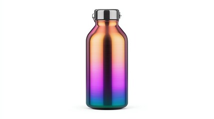 Stylish metallic water bottle with a vibrant gradient design, perfect for promoting hydration and sustainability.