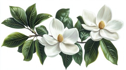 Fototapeta premium Delicate Magnolia Bloom - A Stunning Floral Illustration