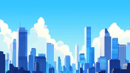 Fototapeta premium Modern City Skyline with CBD Office Buildings - Drone View and Clear Blue Sky