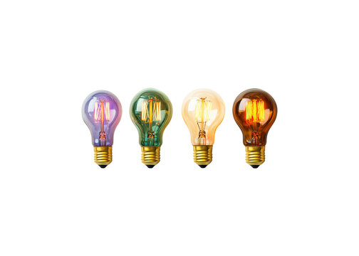 vintage edison style light bulbs isolated on transparent background