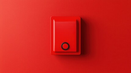 Fire alarm sensor signal concept. A vivid red button on a matching red wall, creating a striking monochromatic visual effect.