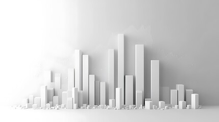 Fototapeta premium White background with a modern 3D bar chart representing business growth