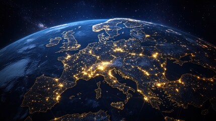 Obraz premium Europe at Night: A Satellite View