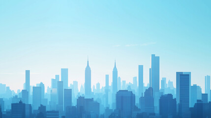 Fototapeta premium Modern City Skyline with CBD Office Buildings - Drone View and Clear Blue Sky