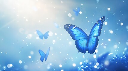 Blue butterflies in soft light.