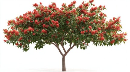 Obraz premium Stunning Red Blossomed Tree in Nature
