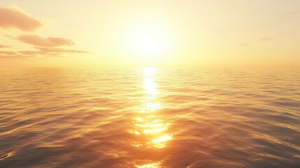 Fototapeta premium Sunset over the sea with golden light reflecting on the calm water, creating a serene and dreamy background