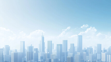 Fototapeta premium City Skyline under Blue Sky and White Clouds