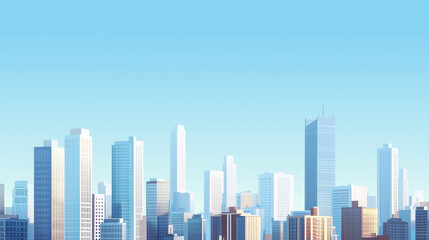 Modern City Skyline with CBD Office Buildings at Sunset - Drone View