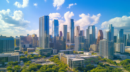 Fototapeta premium City Skyline under Blue Sky and White Clouds
