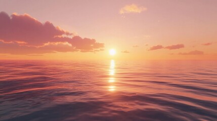 Obraz premium sea scene with warm orange and pink hues casting reflections on the calm water