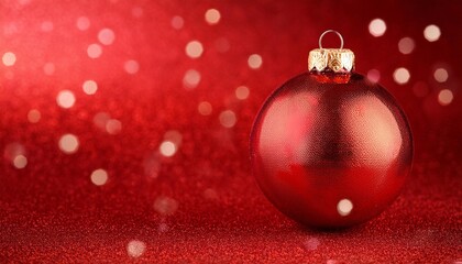 christmas red background shiny bauble
