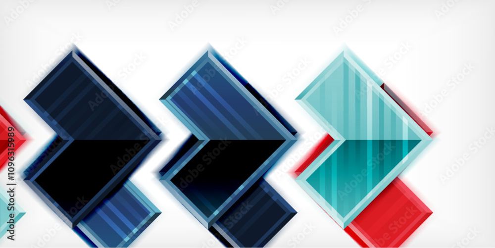 Poster Arrow symbols created with 3d effects and line texture geometric abstract background