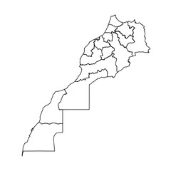 morocco map outline isolated on transparent background.