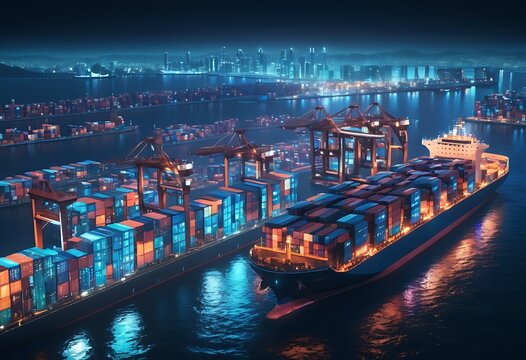 Hamburg, Germany - March 15, 2018: The container ship CMA CGM Antoine de Saint Exupery is unloaded at the terminal Burchardkai (CTB). She is the flagship of CMA CGM and the largest in the port to date