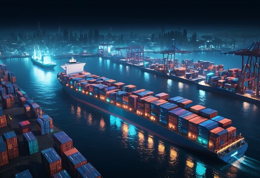 Hamburg, Germany - March 15, 2018: The container ship CMA CGM Antoine de Saint Exupery is unloaded at the terminal Burchardkai (CTB). She is the flagship of CMA CGM and the largest in the port to date