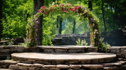 Charming Floral Archway in Serene Natural Setting for Events