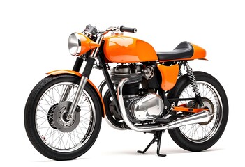 Obraz premium White caferacer motorcycle on white background. 3D illustration
