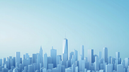 Fototapeta premium Modern Skyline with High-Rise Office Buildings under Blue Sky