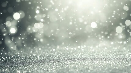 A shimmering silver sparkle backdrop with soft focus, giving the appearance of twinkling lights and glittering particles, all set in a light misty gray tone.