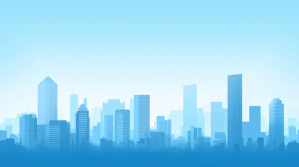 Modern Skyline with High-Rise Office Buildings under Blue Sky