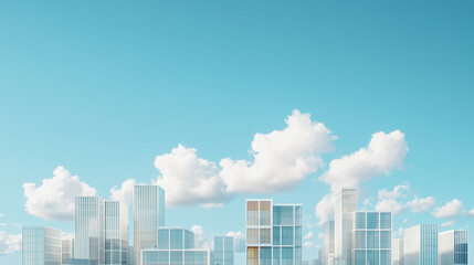 Fototapeta premium City Skyline under Blue Sky and White Clouds