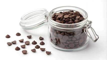 Glass Jar with Chocolate Isolated on White Background