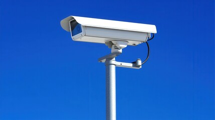 CCTV Camera Mounted on Lamp Post in Urban Setting