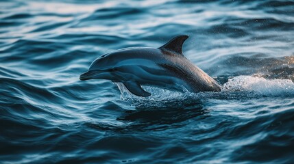 Obraz premium Dolphin Leaping Through Deep Blue Waters