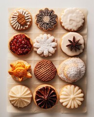 Freshly baked cookies flat lay kitchen food photography bright environment aesthetic viewpoint dessert arrangement for culinary inspiration