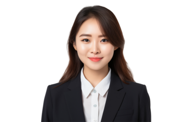 Smiling asian businesswomen in suit on transparent background. Women in work clothes. Rich women. Business boss. Boss of a start-up. Asian women. Chinese women. Japanese women. Smiling asian business
