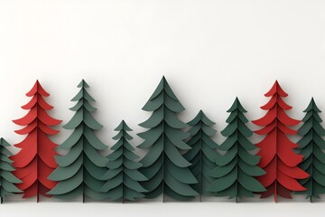 Colorful Paper Trees on White Background