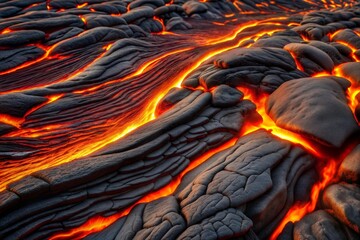 Molten lava flow showcasing fiery lava texture