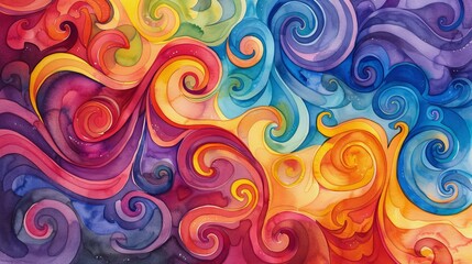 Intricate Watercolor Swirls: Abstract Art Pattern in Soft Hues