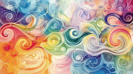 Intricate Watercolor Swirls: Abstract Art Pattern in Soft Hues