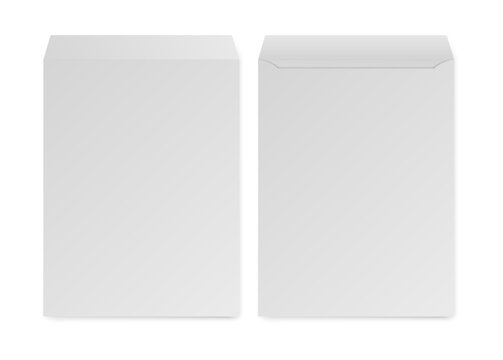 Blank white letter paper envelope. Top View. Vector A4 envelopes on white background