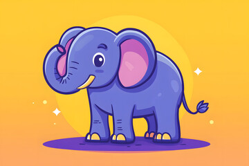 Obraz premium Flat illustration of Cute african Elephant